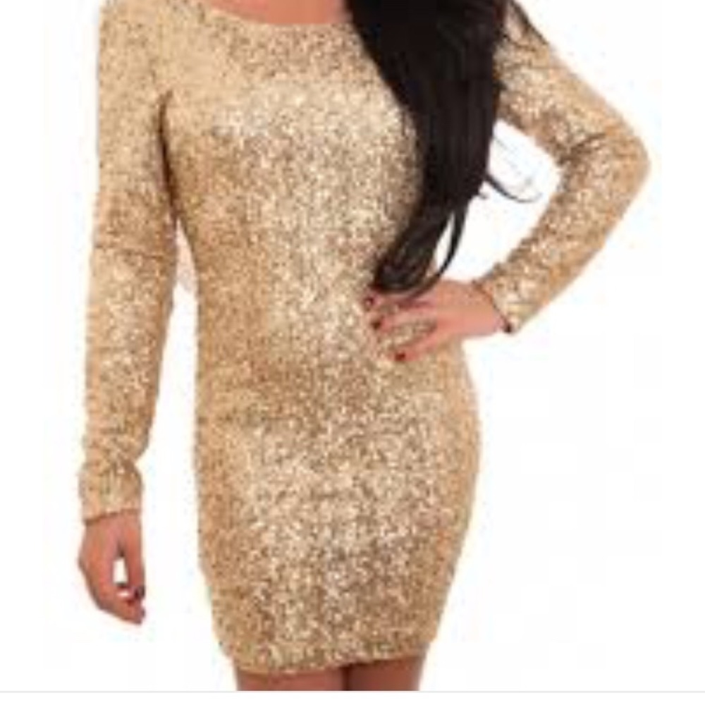 Gold Sequin Ralph Lauren Dress